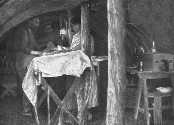 'Un relais d'ambulance modele; La salle de pansements, a voite blindee, entierement..., c1916. Creator: Unknown.