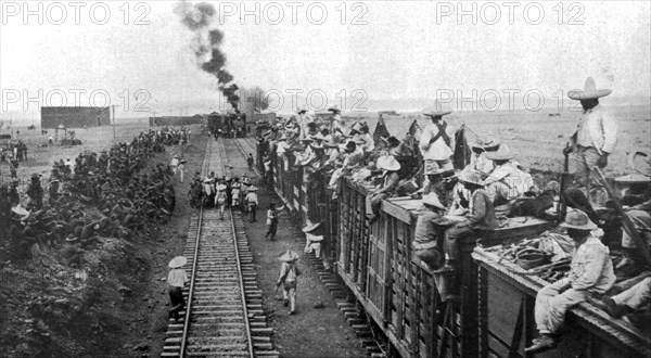 'Etats-Unis et Mexique; pres du camp americain de San-Antonio: troupes americaines..., 1916. Creator: Unknown.