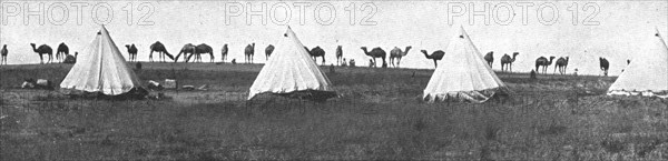 ''La Turquie Succombe; Le camel corps de l'armee britannique de Palestine; un camp dans..., 1918. Creator: Unknown.