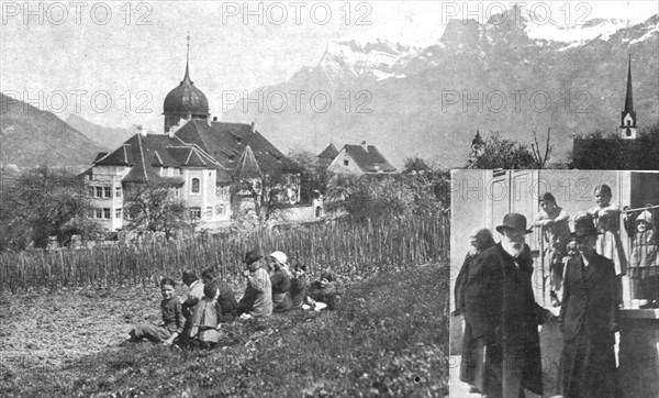 ''En Exil; Le chateau de Zizers, dans les Grisons, residence d'exil du roi detrone de Baviere..., 19 Creator: Unknown.