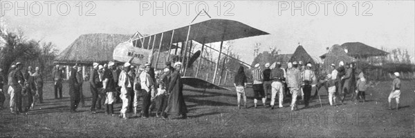 ''En campagne avec les Serbes; Pendant la retraite serbe par l'Albanie; biplan francais..., 1915. Creator: Unknown.