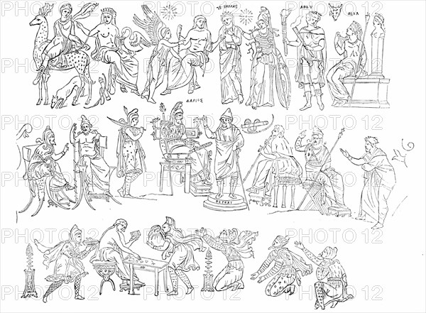 Figures from the Painted Vase of Darius, 1857. Creator: Unknown.