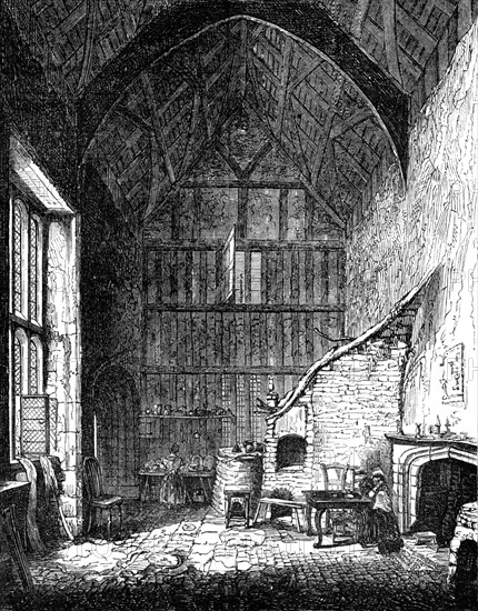 Hall of Childrey Down Manor-house, Berks., 1857. Creator: Unknown.