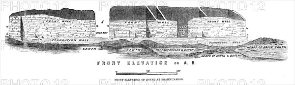 Front elevation of house at Brahmunabad, 1857. Creator: Unknown.