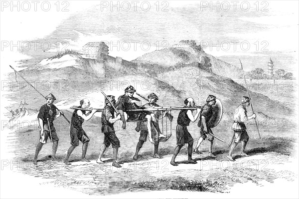 Chinese Mode of Carrying the Wounded, 1857. Creator: Unknown.