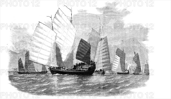 The War in China - Fleet of Chinese Pirates Preparing to Attack, 1857. Creator: Unknown.