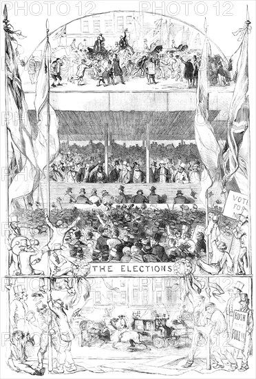 Scenes from the Elections - drawn by George Thomas, 1857. Creator: Unknown.