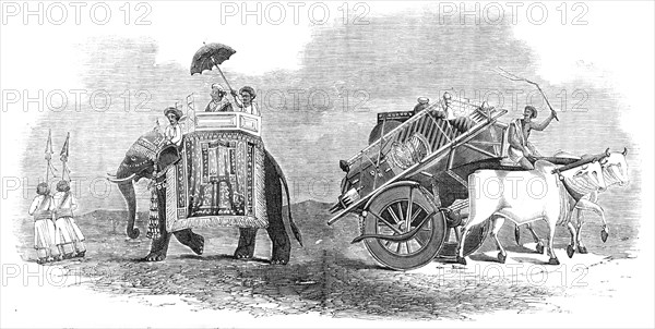 Harbee Nawab and Attendants - Elephant Prince; Bullock Cart for Removing Luggage, 1857.  Creator: Unknown.