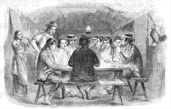 Panguingui (Card-Playing) in Manilla, 1857. Creator: Unknown.