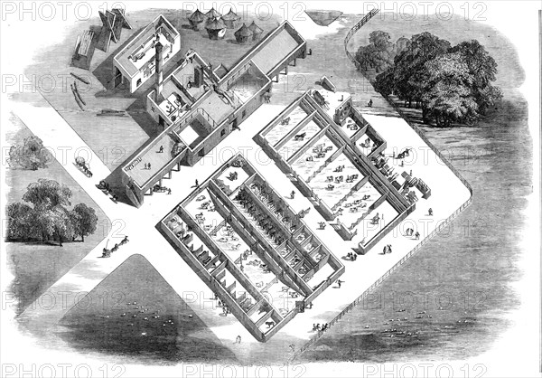 Farm Buildings erected for the Earl of Macclesfield, at Shirburn, Oxon., 1857. Creator: Unknown.