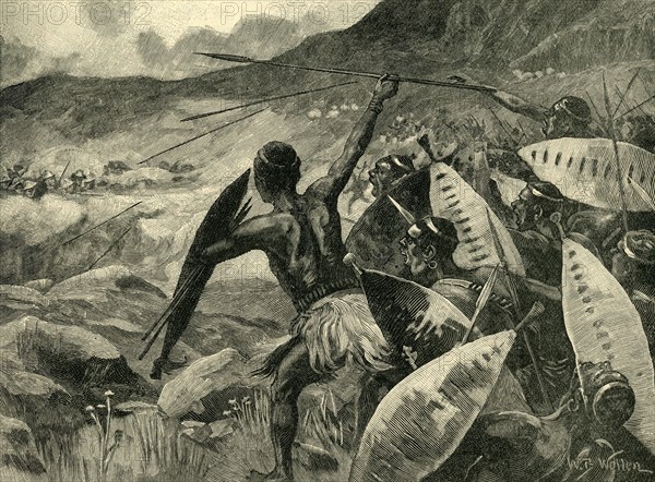 'Fighting in the Matoppo Hills: Charge of the Matabele', c1900. Creator: William Barnes Wollen.