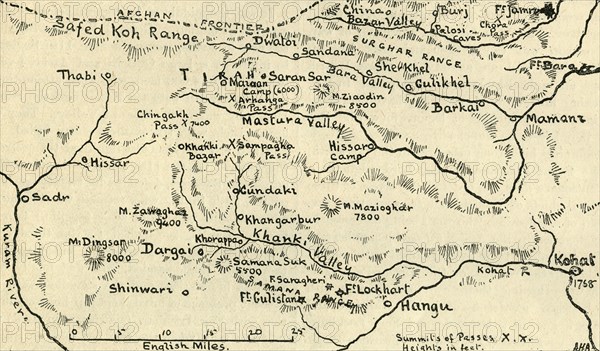 'Map of the Tirah Campaign', c1900. Creator: Unknown.