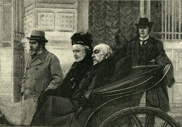 'Mr. and Mrs. Gladstone Starting for a Drive from the Chateau Thorenc, Cannes', 1898, (c1900).  Creator: Unknown.