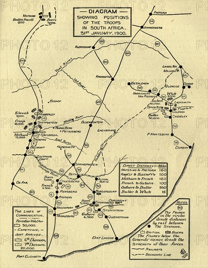 'Diagram Showing Positions of the Troops in South Africa, 31st January 1900', (c1900).  Creator: Unknown.