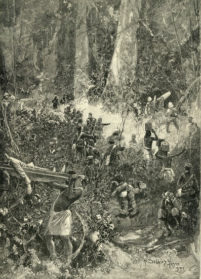 'The Ashanti War of 1900: A Fight in the Forest', c1900. Creator: Marguerite Jacob.