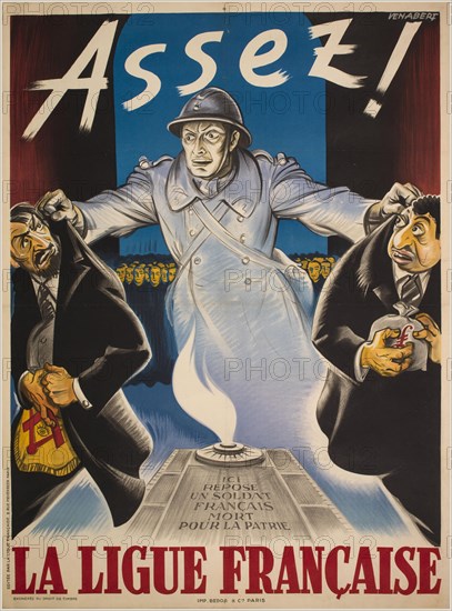 Assez! Ici repose un soldat français mort pour la patrie. La ligue Française, 1942. Creator: Venabert (active 1920s-1930s).