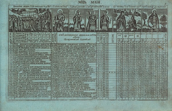 Calendar of Jacob Daniel Bruce, 1709, c.1780. Creator: Anonymous master.