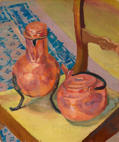 Copper still life on a chair, 1932. Creator: Giacometti, Giovanni (1868-1933).