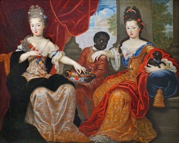 Francoise Marie de Bourbon (1677-1749), called Mademoiselle de Blois and Louise Françoise..., c.1690 Creator: Vignon, Philippe (1638-1701).