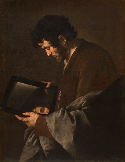 Man meditating in front of a mirror, c.1640. Creator: Master of the Annunciation to the Shepherds (active 1620-1660).