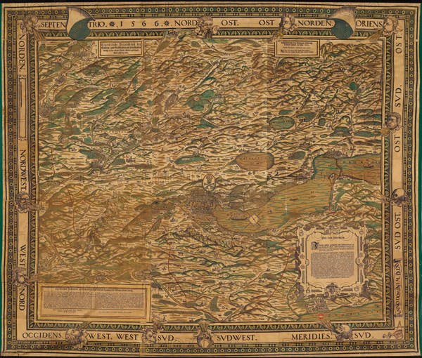 Map of the Zurich area, 1566. Creator: Murer, Jos (1530-1580).