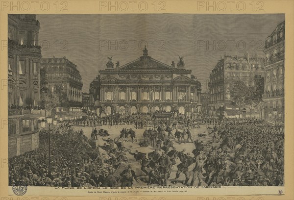 Place de l'Opéra on the evening of the Paris first performance of Lohengrin, 1891. Creator: Méaulle, Fortuné (1844-1916).