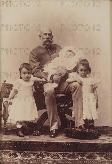 Portrait of Emperor Franz Joseph I with grandchildren, c.1900. Creator: Photo studio Rudolf Krziwanek, Vienna  .