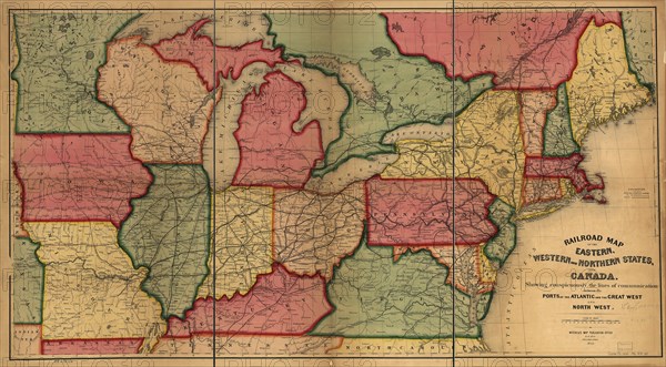 Railroad map of the eastern, western and northern states, and Canada, 1859. Creator: Anonymous master.