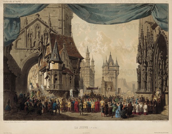 Scene from the premiere of the Opera La Juive by Fromental Halévy on Feb 23, 1835 at..., 1858. Creator: Desplechin, Édouard (1802-1871).