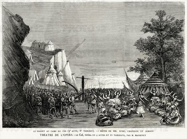Scene from the premiere of the Opera Le Cid by Jules Massenet on December 5, 1885, 1885. Creator: Tilly, Auguste (1840-1898).