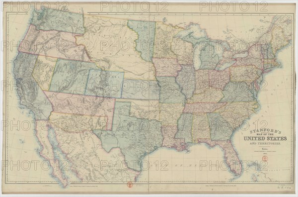 Stanford's railway & county Map of the United States, 1861. Creator: Stanford, Edward (1827-1904).