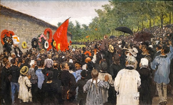 The Annual Memorial Meeting at the Pere-Lachaise Cemetery in Paris, 1883. Creator: Repin, Ilya Yefimovich (1844-1930).