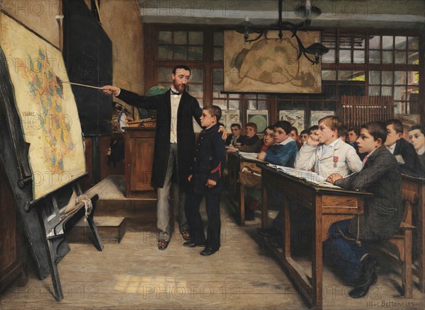 The Geography Lesson or "The Black Spot", ca 1887. Creator: Bettannier, Albert (1851-1932).