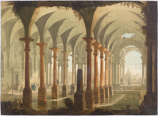 The Roman Baths, ca 1735. Creator: Joli, Antonio (1700-1777).