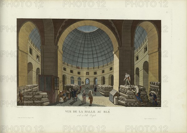 Vue de la halle au blé et de sa belle coupole, 1817-1824. Creator: Courvoisier-Voisin, Henri (1757-1830).