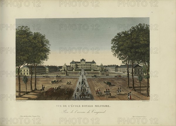 Vue de l'Ecole royale militaire, prise de l'avenue de Vaugirard, 1817-1824. Creator: Courvoisier-Voisin, Henri (1757-1830).