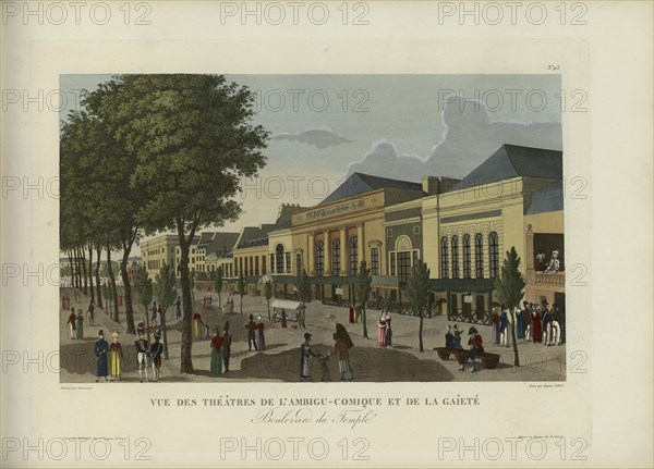 Vue des théâtres de l'Ambigu-comique et de la Gaîté, boulevard du Temple, 1817-1824. Creator: Courvoisier-Voisin, Henri (1757-1830).