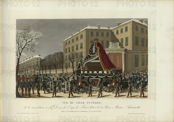 Vue du char funèbre de la translation à Saint-Denis des corps de Louis XVI et de la..., 1817-1824. Creator: Courvoisier-Voisin, Henri (1757-1830).