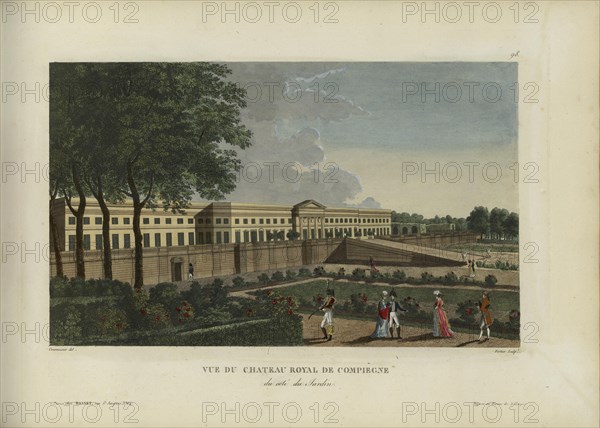 Vue du château royal de Compiègne, du côté du jardin, 1817-1824. Creator: Courvoisier-Voisin, Henri (1757-1830).