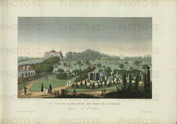 Vue du cimetière du Père de Lachaise prise de l'entrée, 1817-1824. Creator: Courvoisier-Voisin, Henri (1757-1830).