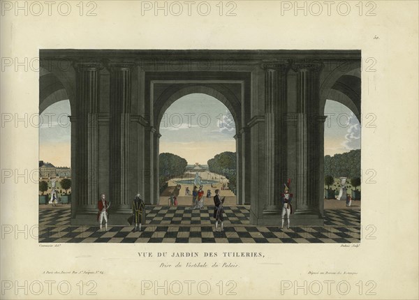 Vue du jardin des Tuileries, prise du vestibule du Palais, 1817-1824. Creator: Courvoisier-Voisin, Henri (1757-1830).