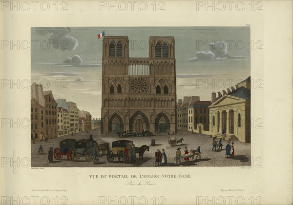 Vue du portail de l'église Notre-Dame, prise du parvis, 1817-1824. Creator: Courvoisier-Voisin, Henri (1757-1830).