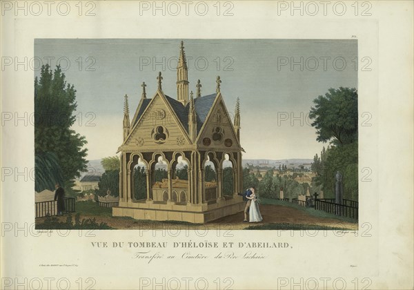 Vue du tombeau d'Héloïse et d'Abélard au cimetière du Père-Lachaise, 1817-1824. Creator: Courvoisier-Voisin, Henri (1757-1830).