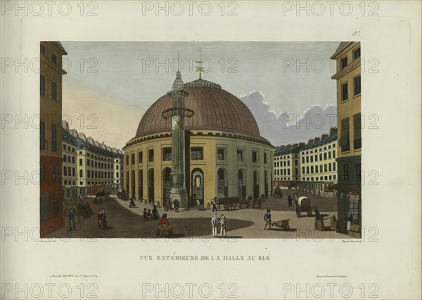 Vue extérieur de la halle au blé, 1817-1824. Creator: Courvoisier-Voisin, Henri (1757-1830).