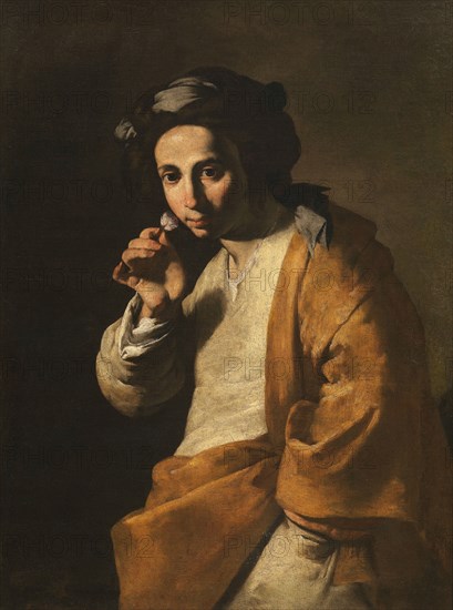 Youth smelling a rose (Giovane che odora una rosa), c.1640. Creator: Master of the Annunciation to the Shepherds (active 1620-1660).