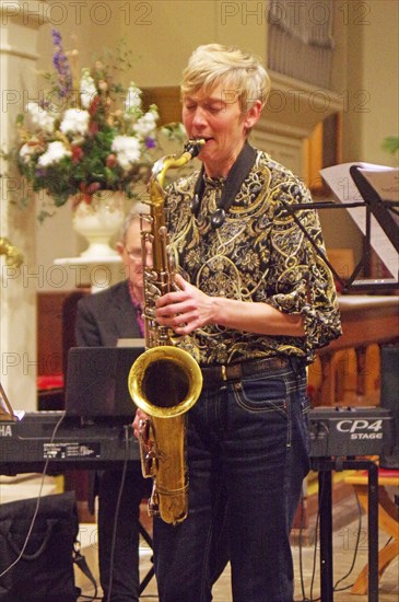 Josephine Davies Mark Bassey Sextet, St Andrews Church, Hove, East Sussex, 14 Oct 2022. Creator: Brian O'Connor.