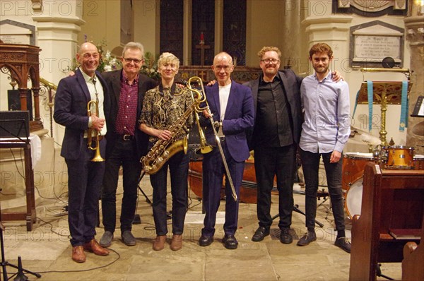 Josephine Davies Mark Bassey Sextet, St Andrews Church, Hove, East Sussex, 14 Oct 2022. Creator: Brian O'Connor.