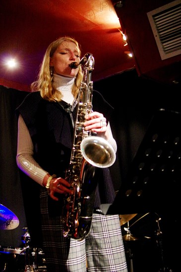 Emma Rawicz, Marco Marconi Quartet, Verdict Jazz Club, Brighton, East Sussex, 14 April 2023. Creator: Brian O'Connor.