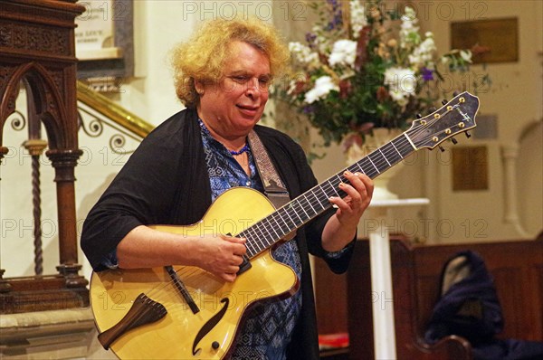 Howard Alden, Geoff Simkins - Howard Alden Trio, St Andrews Church, Hove, East Sussex, 21 Oct 2022. Creator: Brian O'Connor.