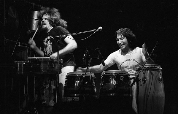 Manolo Badrena and Alex Acuna, Odeon Hammersmith, London, 1977. Creator: Brian O'Connor.